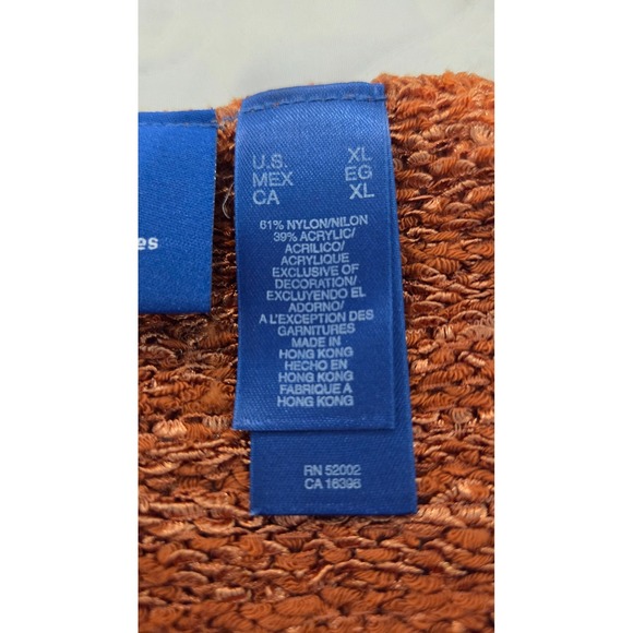 Rust Brown Floral Embroidered Knit Cardigan Boho Fall Vintage Vibe Size Medium - Picture 6 of 8